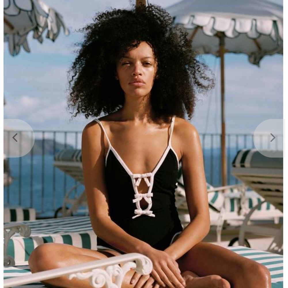 NWT Sea New York Black breilla bow One Piece Swimsuit SZ L